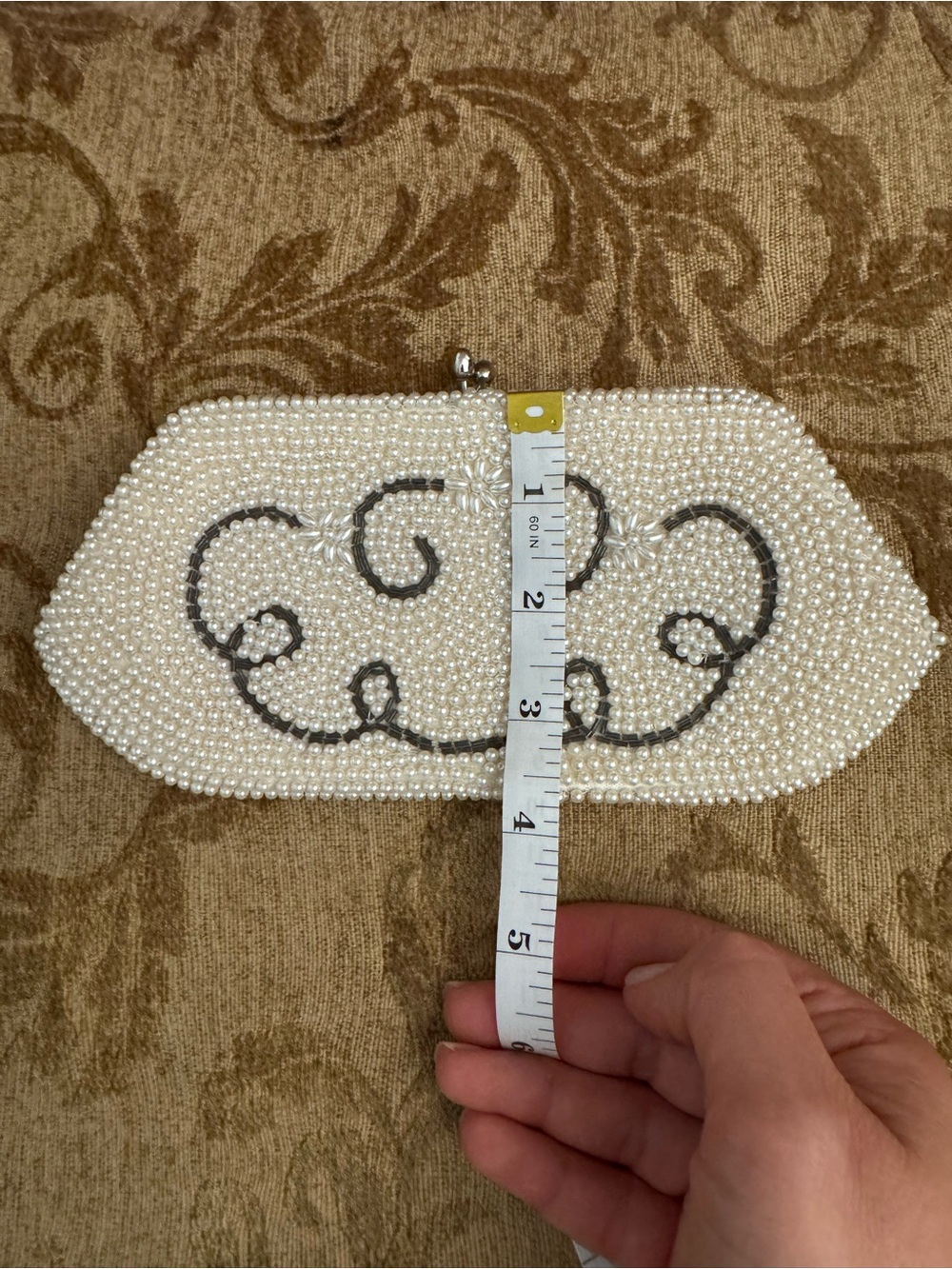 Vintage Pearl Beaded Evening Clutch - White color - Picture 9 of 9